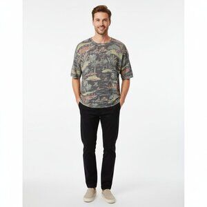 All Saints Multicolor Abstract Knit Lightweight Short sleeve knit top Size M